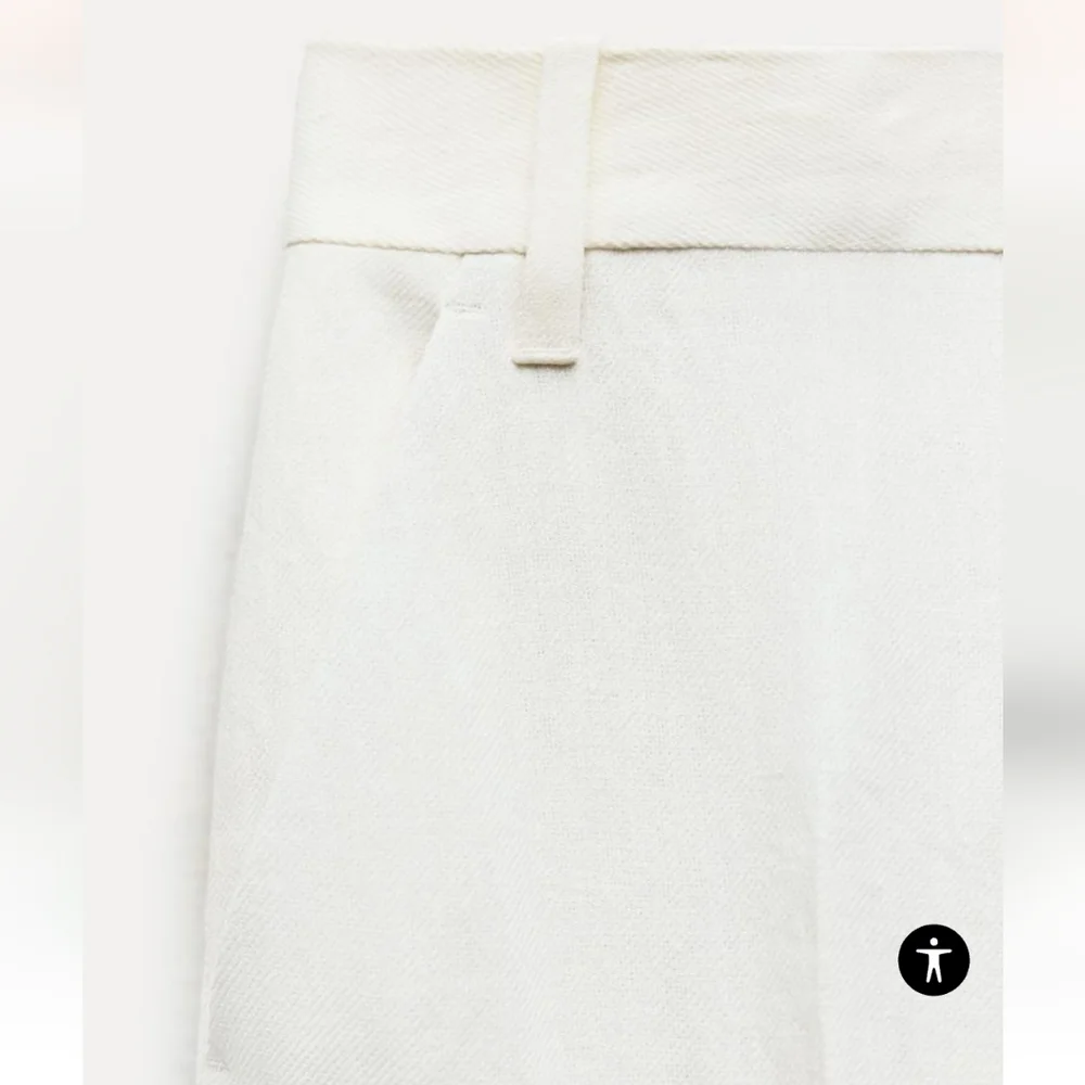 ZW COLLECTION STRAIGHT FIT LINEN BLEND TROUSERS SIZE S